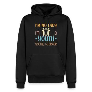 Je ne suis pas une dame Je suis une travailleuse sociale pour les jeunes - Sweat à capuche Premium bio Homme - noir - Devant - Nico (187cm)