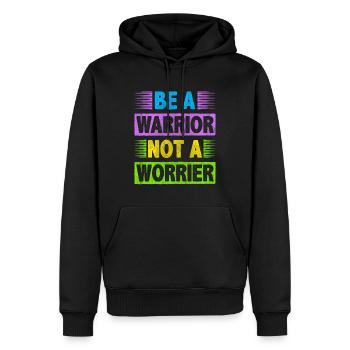 Soyez un guerrier et non un inquiet La motivation inspire - Sweat à capuche Premium bio Homme - noir - Devant - Nico (187cm)