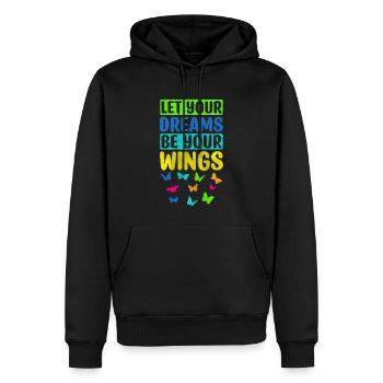Let Your Dreams Be Your Wings Inspire Motivational - Männer Premium Bio Hoodie - Schwarz - Vorne - Nico (187cm)
