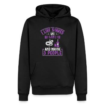 I Like Snakes And Wine And Maybe 3 People Snake - Männer Premium Bio Hoodie - Schwarz - Vorne - Nico (187cm)