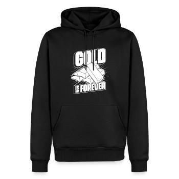 Mine d’or minière - Sweat à capuche Premium bio Homme - noir - Devant - Nico (187cm)