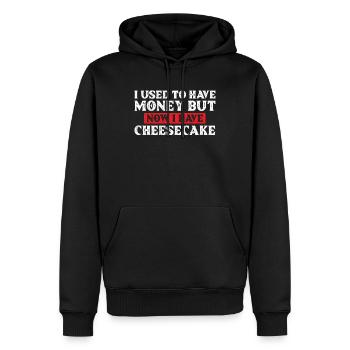 J’avais de l’argent, mais maintenant j’ai un gâteau au fromage - Sweat à capuche Premium bio Homme - noir - Devant - Nico (187cm)