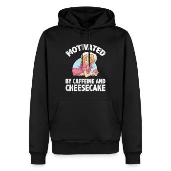 Motivé par la caféine et le gâteau au fromage Coffee Baker - Sweat à capuche Premium bio Homme - noir - Devant - Nico (187cm)