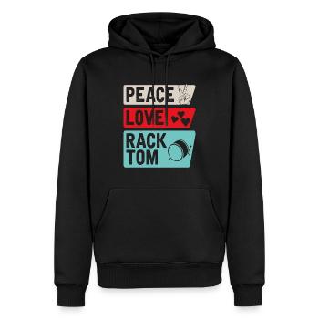 Peace Love Rack Tom Music Instrument - Männer Premium Bio Hoodie - Schwarz - Vorne - Nico (187cm)