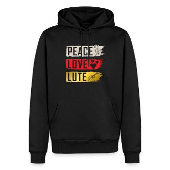 Peace Love Luth Instrument de musique - Sweat à capuche Premium bio Homme - noir - Devant - Nico (187cm)