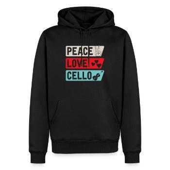 Peace Love Cello Musical Instrument - Männer Premium Bio Hoodie - Schwarz - Vorne - Nico (187cm)