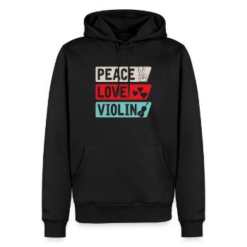 Peace Love Violin Violonists Music - Männer Premium Bio Hoodie - Schwarz - Vorne - Nico (187cm)