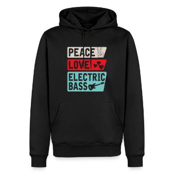 Peace Love Electric Bass Electric Guitar - Männer Premium Bio Hoodie - Schwarz - Vorne - Nico (187cm)