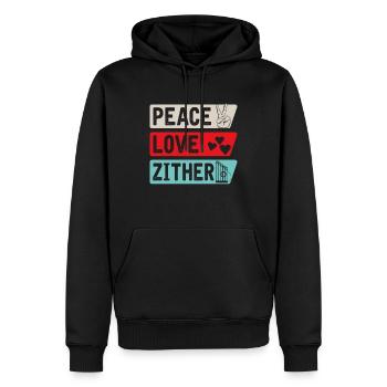 Peace Love Zither Music Instrument - Männer Premium Bio Hoodie - Schwarz - Vorne - Nico (187cm)