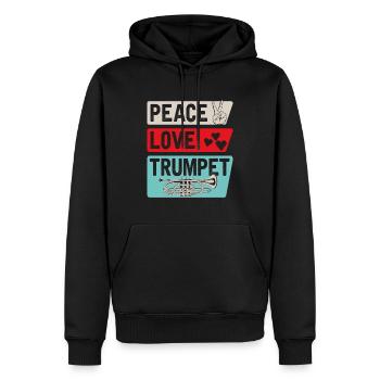 Peace Love Trompette Trompettiste - Sweat à capuche Premium bio Homme - noir - Devant - Nico (187cm)
