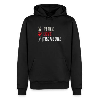 Peace Love Trombone Funny Trombone - Männer Premium Bio Hoodie - Schwarz - Vorne - Nico (187cm)