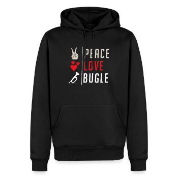 Peace Love Bugle Drumline Music Drums - Men’s Premium Organic Hoodie - black - Front - Nico (187cm)