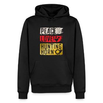 Peace Love Hunting Horn Trompettes - Sweat à capuche Premium bio Homme - noir - Devant - Nico (187cm)