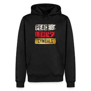 Peace Love Cymbales Bass Drum Instrument - Sweat à capuche Premium bio Homme - noir - Devant - Nico (187cm)