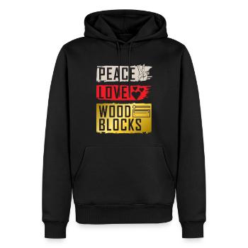 Peace Love Wood Blocks Instrument de musique - Sweat à capuche Premium bio Homme - noir - Devant - Nico (187cm)