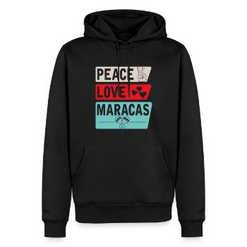 Peace Love Maracas Music Instrument - Männer Premium Bio Hoodie - Schwarz - Vorne - Nico (187cm)