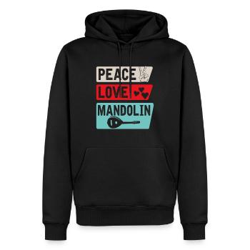 Peace Love Mandoline Bluegrass Musique - Sweat à capuche Premium bio Homme - noir - Devant - Nico (187cm)