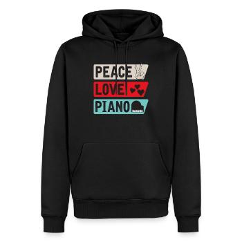 Peace Love Piano Musical Instrument - Männer Premium Bio Hoodie - Schwarz - Vorne - Nico (187cm)