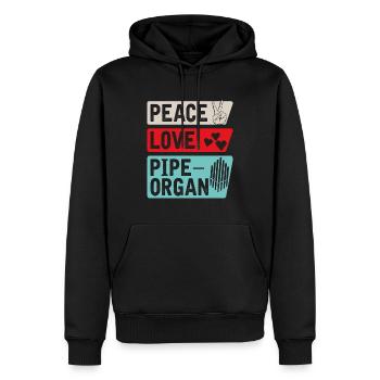 Peace Love Pipeorgan Music Instrument - Männer Premium Bio Hoodie - Schwarz - Vorne - Nico (187cm)