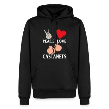 Peace Love Castaneets Instrument Musical - Sweat à capuche Premium bio Homme - noir - Devant - Nico (187cm)