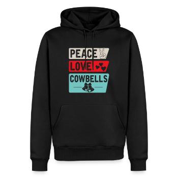 Peace Love Cowbells Country Music - Männer Premium Bio Hoodie - Schwarz - Vorne - Nico (187cm)