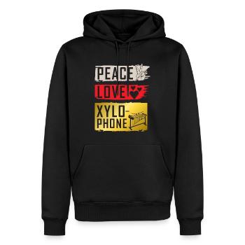 Peace Love Xylo Phone Instrument - Männer Premium Bio Hoodie - Schwarz - Vorne - Nico (187cm)