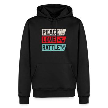 Peace Love Rattle Musical Instrument - Männer Premium Bio Hoodie - Schwarz - Vorne - Nico (187cm)