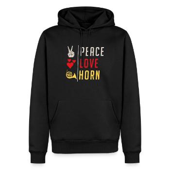 Peace Love Horn Musical Instrument - Männer Premium Bio Hoodie - Schwarz - Vorne - Nico (187cm)