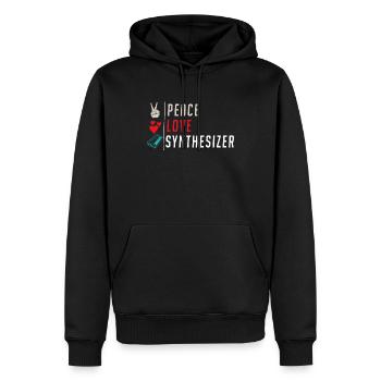 Peace Love Synthétiseur Boîte à rythmes - Sweat à capuche Premium bio Homme - noir - Devant - Nico (187cm)