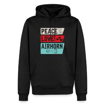 Peace Love Airhorn Music Airhorn Sound - Männer Premium Bio Hoodie - Schwarz - Vorne - Nico (187cm)