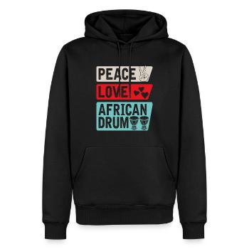 Peace Love Musique d’instrument de tambour africain - Sweat à capuche Premium bio Homme - noir - Devant - Nico (187cm)