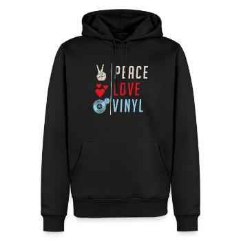 Peace Love Vinyl Music Vinyl Record - Männer Premium Bio Hoodie - Schwarz - Vorne - Nico (187cm)