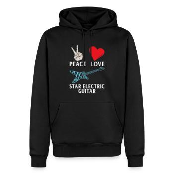 Peace Love Star Musique de guitare électrique - Sweat à capuche Premium bio Homme - noir - Devant - Nico (187cm)