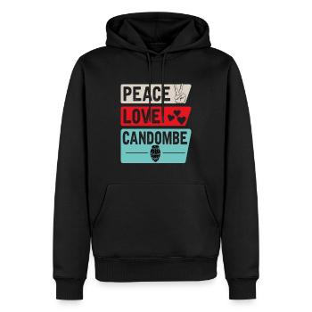 Peace Love Candombe Funny Candombe Drums - Männer Premium Bio Hoodie - Schwarz - Vorne - Nico (187cm)