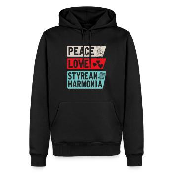 Paix Amour Styrean Harmonia - Sweat à capuche Premium bio Homme - noir - Devant - Nico (187cm)