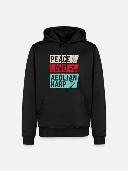 Peace Love Aeolian Harp - Men’s Premium Organic Hoodie - black