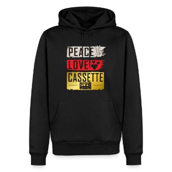 Peace Love Cassette Music Instrument - Männer Premium Bio Hoodie - Schwarz - Vorne - Nico (187cm)