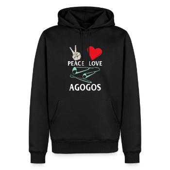 Peace Love Agogos Musical Instrument - Männer Premium Bio Hoodie - Schwarz - Vorne - Nico (187cm)