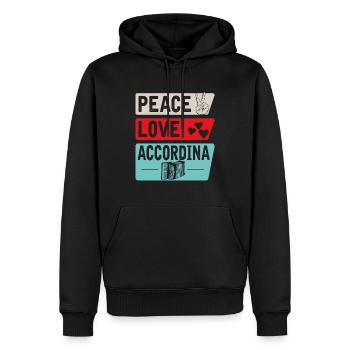 Paix Amour Accordina - Sweat à capuche Premium bio Homme - noir - Devant - Nico (187cm)