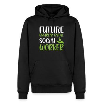 Futur travailleur social environnemental Travail social - Sweat à capuche Premium bio Homme - noir - Devant - Nico (187cm)