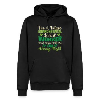 Emploi de travailleur social environnementaliste Environnementaliste - Sweat à capuche Premium bio Homme - noir - Devant - Nico (187cm)
