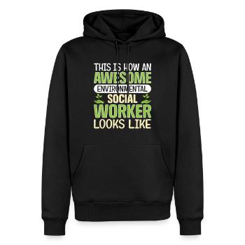 Emploi de travailleur social environnementaliste Environnementaliste - Sweat à capuche Premium bio Homme - noir - Devant - Nico (187cm)