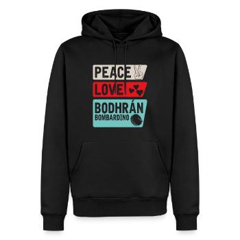 Peace Love Bodgrán Bombardino Joueurs - Sweat à capuche Premium bio Homme - noir - Devant - Nico (187cm)