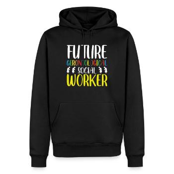 Future profession de travailleur social gérontologique - Sweat à capuche Premium bio Homme - noir - Devant - Nico (187cm)