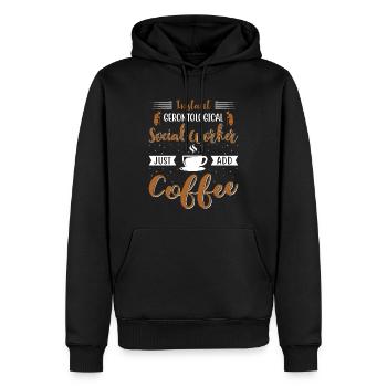 Un travailleur social gérontologique vient d’ajouter du café - Sweat à capuche Premium bio Homme - noir - Devant - Nico (187cm)