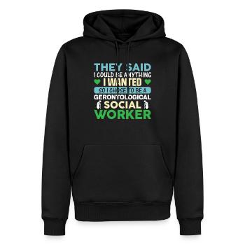 Travailleur social gérontologique Emploi Gérontologie - Sweat à capuche Premium bio Homme - noir - Devant - Nico (187cm)