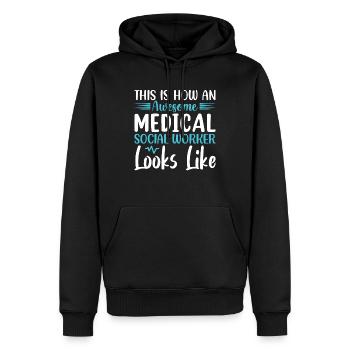 Travailleur social médical en cours Emploi - Sweat à capuche Premium bio Homme - noir - Devant - Nico (187cm)
