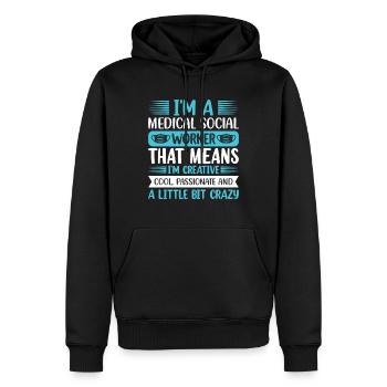 Travailleur social médical Emploi Hôpital - Sweat à capuche Premium bio Homme - noir - Devant - Nico (187cm)