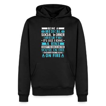 Travailleur social médical Emploi Hôpital - Sweat à capuche Premium bio Homme - noir - Devant - Nico (187cm)