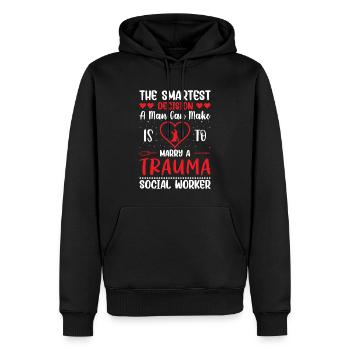 Trauma Travailleur social Profession Emploi Santé mentale - Sweat à capuche Premium bio Homme - noir - Devant - Nico (187cm)